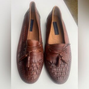 Giorgio Brutini Woven Leather Loafers in Rich Brown